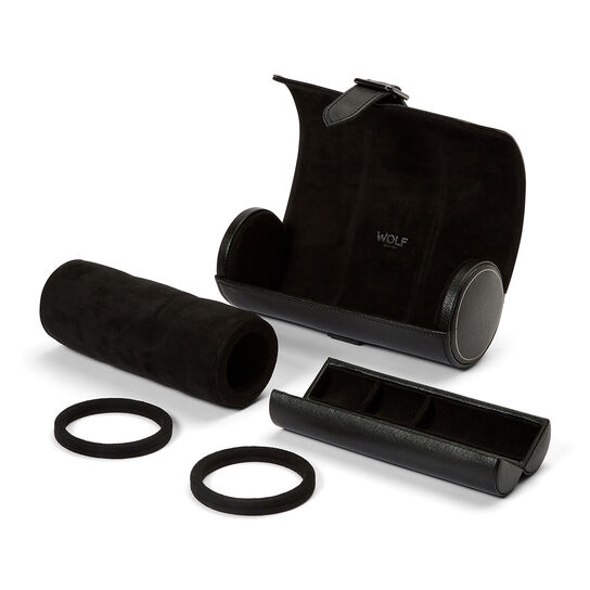 WOLF British Racing Black 3 Piece Watch Roll Compartments image number 2